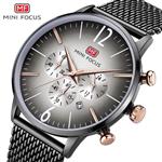 MINI FOCUS Men's Quartz Watch-Waterproof Fashion Multifunctional Steel Mesh Band Japan Quartz Movement