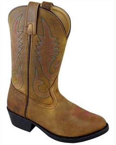 Smoky Mountain Childrens Buffalo Wellington Oiled Distressed Leather Round Toe Brown Western Cowboy Boot