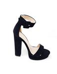 Michelle Parker Shoe Republic Casa Black Vegan Nubuck High Chunky Heel Platform Ankle Strap Pump