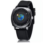 MINILUJIA 50M Waterproof Men Watches Travel The World Watch Classic Creative Earth Globe Moon Sun Rotating Moving Eye-catching Personalized Cool Unique Mens Silicone Black Strap 