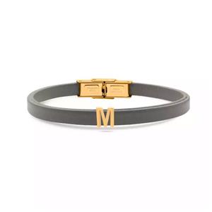 دستبند چرم و طلا حروف M