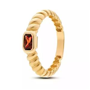 انگشتر طلا نگین قرمز مستطیل  GRH0410