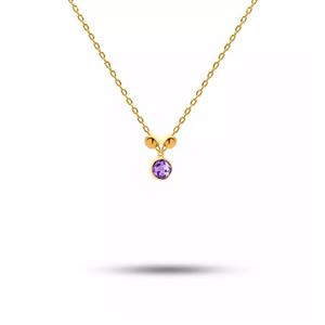 گردنبند طلا با سنگ مارکو بنفش 