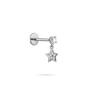 پیرسینگ تک نگین با آویز طلا ستاره