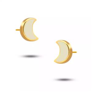 گوشواره طلا ماه میناکاری  سفید 