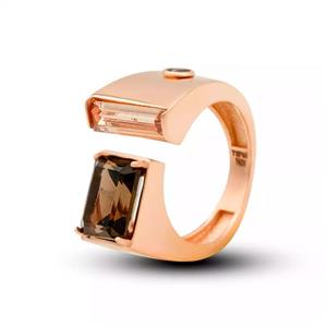 انگشتر طلا مدرن سیترین و کوارتز  GRS0062 