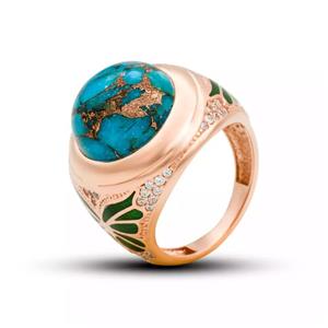 انگشتر طلامینا با فیروزه شجرطبیعیGRS0048