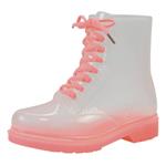 Women's Transparent Waterproof Rain Boots Lace-up Round Toe Martin Rain Shoes