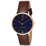 Tommy Hilfiger Men's Sophisticated Sport Gold Quartz Watch with Leather Calfskin Strap, Brown, 20 (Model: 1710354)