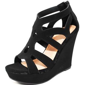 TRENDSup مجموعه کفش کفش صندل بلند گلادیاتور زنان گلادیاتور TRENDSup Collection Women Gladiator High Wedge Platform Sandal Shoes