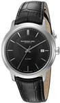 Raymond Weil Men's 'Maestro' Swiss Automatic Stainless Steel and Leather Casual Watch, Color:Black (Model: 2237-STC-20001)