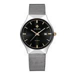 WWOOR Men's Elite Ultra Thin Stainless Steel Quartz Watches Mesh Wristwatch with Date WR-8016 (Black)