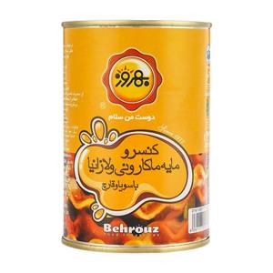 کنسرو مایه ماکارونی و لازانیا بهروز حاوی سویا و قارچ 390 گرم 