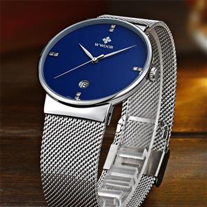 WWOOR Men's Quartz Watches 30M Waterproof Stainless Steel Mesh Band for Business 