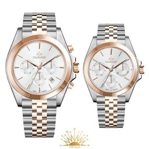 ست ساعت مچی زنانه و مردانه مارون مدل 77415/2، دو رنگ رزگلد، صفحه سفید