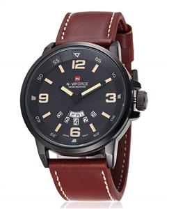 NAVIFORCE Men Auto Date Calendar Leather Sport Quartz Wrist Watch 