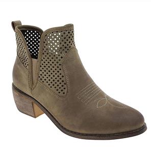 MVE Shoes Cute Western Cowboy Bootie - Womens Pointed Toe Slip On Ankle Boot -Back Zip up Low Heel 