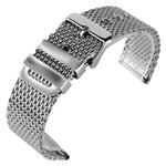 Silver 20/22/24mm Stainless Steel Mesh Watches Band Strap Pin Buckle, Replacement Wrist Bracelet