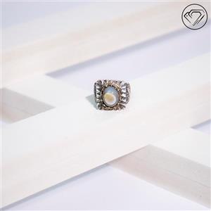 انگشتر باباقوری تک چشم سفید مدل GA-1065