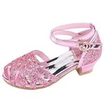 Toponly Kid's Glitter Sandals Little Girl's Sequin Pretty Party Dress Pumps Low Heels Princess Shoes