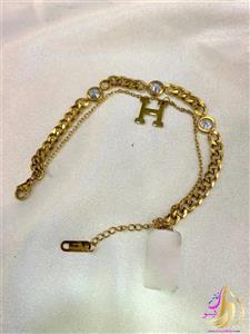 دستبند کارتیه دولایه حرف H استیل زنانه کد 563