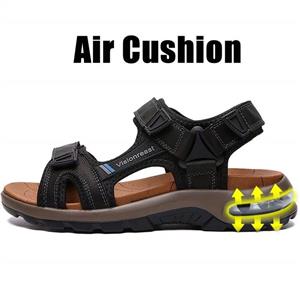 Visionreast Mens Leather Sandals Open Toe Outdoor Hiking Sandals Air Cushion Sport Sandals Waterproof Beach Sandals 