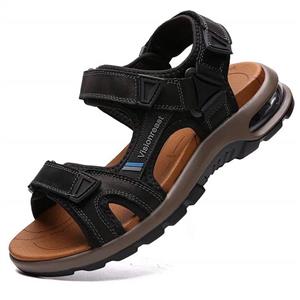 Visionreast Mens Leather Sandals Open Toe Outdoor Hiking Sandals Air Cushion Sport Sandals Waterproof Beach Sandals 