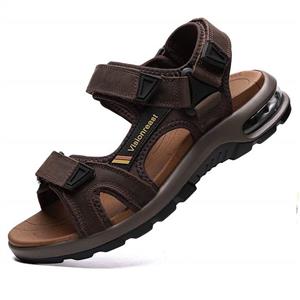 Visionreast Mens Leather Sandals Open Toe Outdoor Hiking Sandals Air Cushion Sport Sandals Waterproof Beach Sandals 