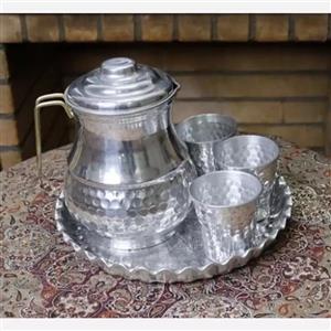 پارچ روحی چکشی درب دار دسته طلایی کد 9512