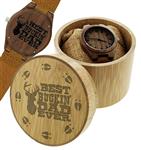 Unique Fathers Day Gifts Best Buckin Dad Ever Dad Watch and Box Set Engraved Wooden Watch Gift Set