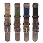 YQI Men's Brown Leather and Blue Nylon Watch Band Swiss-Army Style Watch Strap 16mm