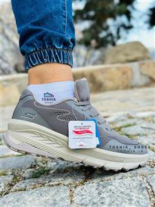 کفش اسکیچرز مردانه مموری فوم رنگ طوسی