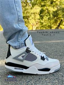 کتونی نایک جردن 4 سفید مشکی مردانه و پسرانه