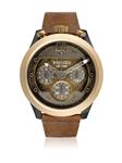 Timecode Moon 1969 TC-1015-04 46mm Men's Watch Vintage Gold dial CARAMEL leather strap Date Chronograph