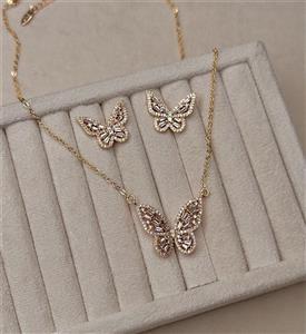 نیم ست زنانه پروانه روکش طلا برند ysx کد ss036