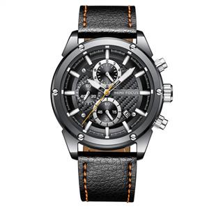 MINI FOCUS Fashion Watch Men's Sport Waterproof Watch with Leather Strap Calendar Date Watches Business Quartz Wrist Watch for Men 