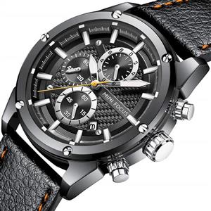 MINI FOCUS Fashion Watch Men's Sport Waterproof Watch with Leather Strap Calendar Date Watches Business Quartz Wrist Watch for Men 