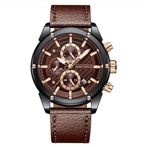 MINI FOCUS Fashion Watch Men's Sport Waterproof Watch with Leather Strap Calendar Date Watches Business Quartz Wrist Watch for Men