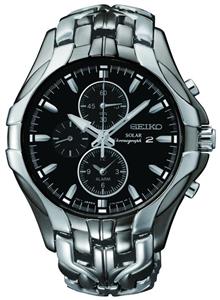 Seiko men's excelsior black on sale ion finish solar chronograph watch