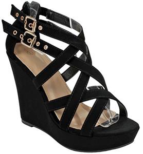 Women Strappy Cut Out Gladiator Roman Platform Comfort High Wedge Dress Sandals 