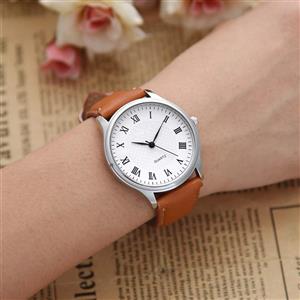 Top Plaza Mens Womens Leather Wrist Watch Simple Casual Big Face Roman Numerals Analog Quartz Business Dress Watches 