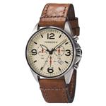 Torgoen T16 Cream Chronograph Pilot Watch | - 41mm Vintage Leather Strap