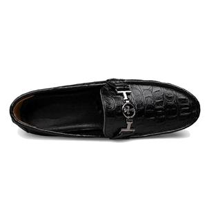 TRULAND Mens Crocodile Pattern Genuine Leather Slip-on Penny Loafers Plus Size 
