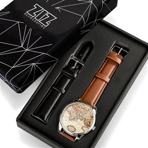 Watch World Map brown. Mens wrist watch. Travel gift. Vintage wrist watch. Travel watch. Unisex wrist watch. Going away gift watch. 