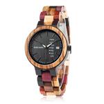 Womens Wooden Watches Colorful Bamboo Watches with Week & Date Display Handmade Natural Wood Casual Wirst Watches for Ladies, Female Perfect Gift