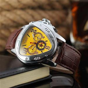 Sweetbless Wristwatches Men Triangle Date/Week/24Hours Auto Mechanical Watch 