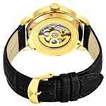 Stuhrling Men's 133.33352 Symphony Automatic Gold-Plated Black Leather Strap Watch