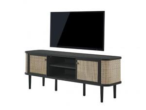 میز تلویزیون حصیری مشکی چوبی TF482
