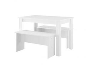 میز ناهارخوری ام دی اف سفید نیمکتی TDM215