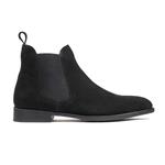 Timberlux New York Black Chelsea Suede Boots, Men Dress Shoes Goodyear Welted 